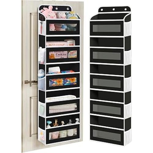 Over The Door Organizer, 5 Shelves Closet Door Hanging Organizer with 10 Mesh Pockets, Nursery Closet Organizer, Baby Essentials, Dorm Room Essentials for Girls