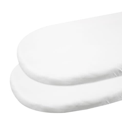 Gllquen Baby Bassinet Sheets 2 Pack, 100% Organic Cotton Bassinet Fitted Sheets for Girls Boys, Soft & Breathable Unisex Baby Mattress Sheet for Standard Bassinets 33"x17"(White)