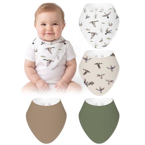 4 Pcs Baby Bandana Bib Cute Baby Nursery Decor Cotton Newborn Infant Feeding Drool Bib for Drooling and Teething Girl Boy