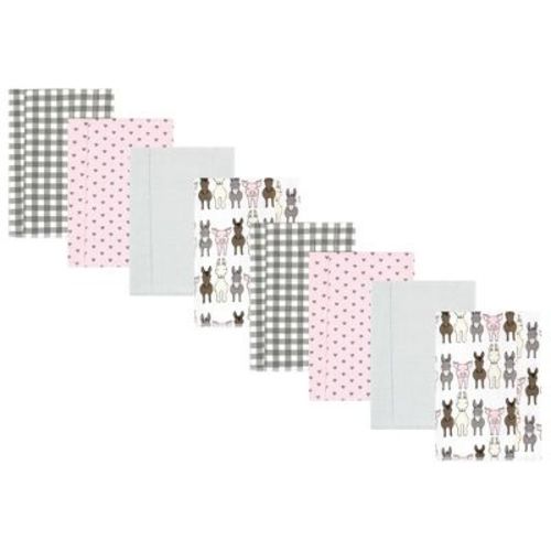 Hudson Baby Girls Cotton Poly Flannel Burp Cloths 8-Pack, Farm Friends Pink, One Size
