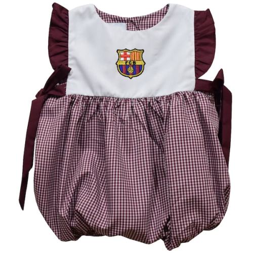Barcelona Vive La Fete Girls Infant Gingham Bubble Dress - Maroon