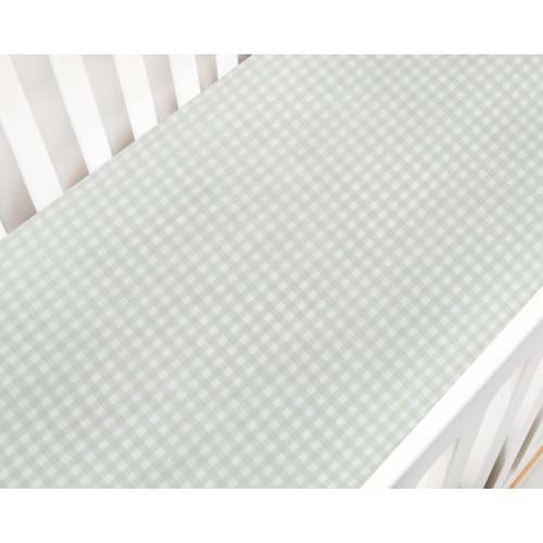 Gingham Green Crib Sheet