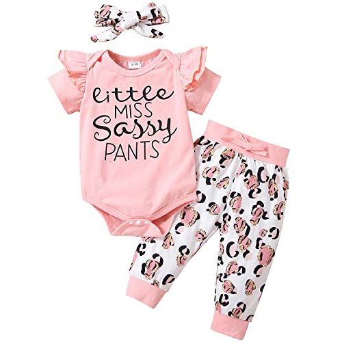 Yvowming Newborn Baby Girl Clothes Infant Ruffle Romper Pants Set Summer Outfits Cute Baby Clothes for Girls