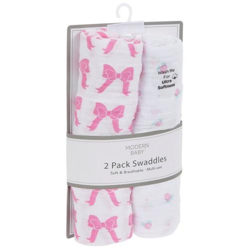 Bows & Roses Muslin Swaddle Blankets
