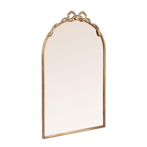 Creative Co-Op Arched Gold Iron Mirror with Decorative Bow