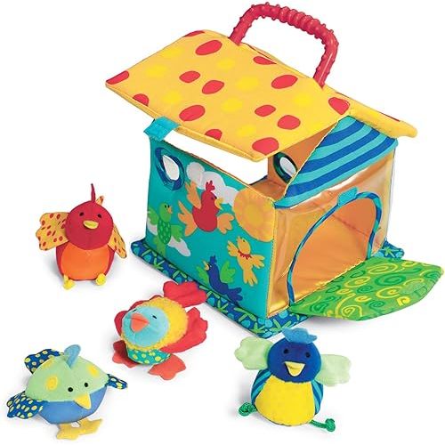 Manhattan Toy Put and Peek Birdhouse Soft Activity Toy 7.5 x 7.5 x 9 inches