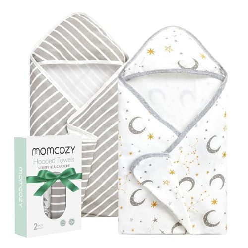 Momcozy Baby Towels, Soft Absorbent Bath Towel for Newborn&Toddler,Zebra