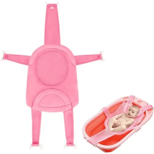 Baby Bath Seat Support Net Infant Bathing Support Mat Newborn Bath Tub Seat Cushion Pad with Five Safety Corner Adjustable Mesh Bathtub Sling Non Slip Shower Pad for 0-18 Months (No Bathtub)