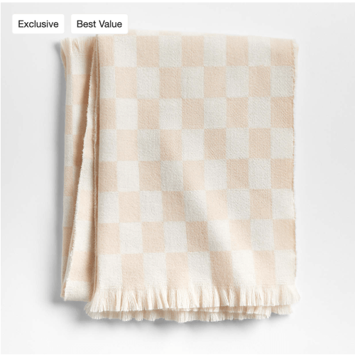 Dusty Blush Checkmate Baby Stroller Blanket by Leanne Ford