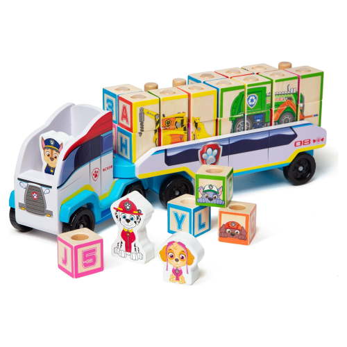 Melissa & Doug PAW Patrol Wooden ABC Block Truck, 28 Blocks, Ages 3+