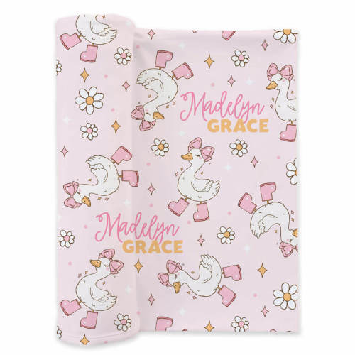 Silly Goose Personalized Swaddle Blanket | Pink