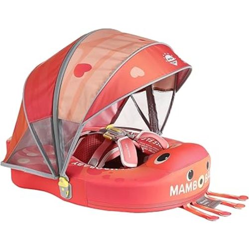 Mambobaby Float Non-Inflatable Baby Float with Canopy, Five-Point Safety System, 3D Canopy(Detachable) UPF 50+, Baby Pool Floats for 3-24 Months, Dual-Mode Toddler Swim Floaties