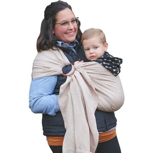 Nalakai Luxury Ring Sling Baby Carrier, Soft Linen Blend Baby Sling, Baby Wrap, Wear Your Little One Close to Your Heart, Longer Length