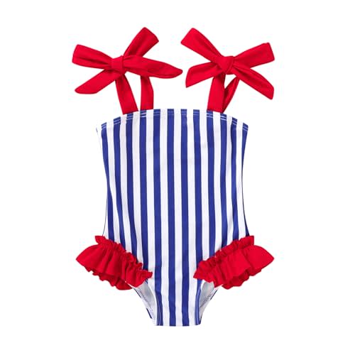 Happy Town Toddler Swimsuit Girl Solid Color Stripe One-Piece Baby Bathing Suits