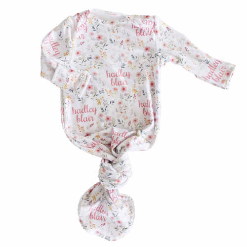 Winnie's Wildflower Personalized Newborn Baby Knot Gown
