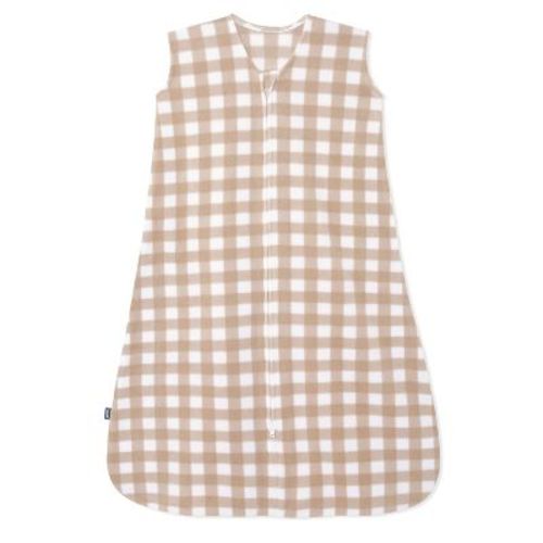 HALO Sleepsack Micro-Fleece Wearable Blanket - Tan Gingham - XL: Infant, V Neck, Inverted Zipper, Sleeveless
