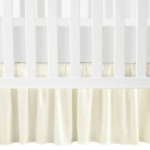 AUQ Crib Skirt Single Hue Design Bed Skirt Dust-Free Protection Dust Ruffle Milk White
