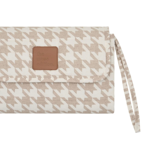 Houndstooth Linen Travel Change Mat