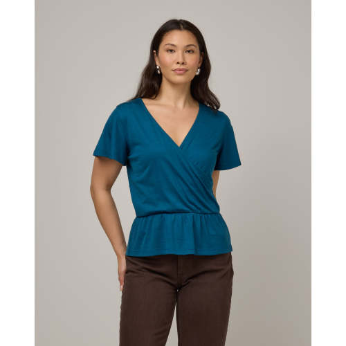 Jeanne Merino Wool Flutter Sleeve Top - Ocean Teal – Jeanne Flutter Sleeve Top | wool&