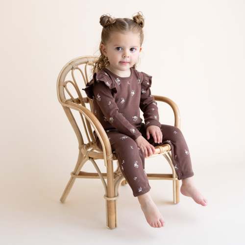 Organic Ruffle Full Sleeve Romper - Birch