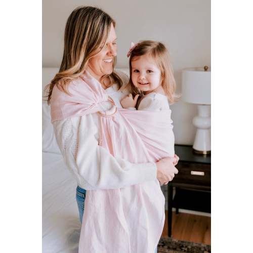 Baby Pink Woven Linen Ring Sling Baby Toddler Carrier | LoveHeld