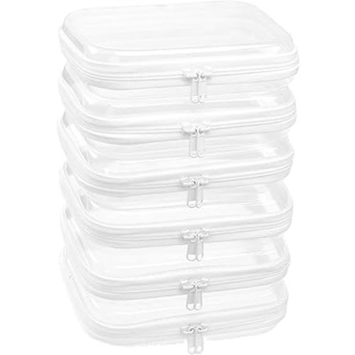 6 Pack Medium Clear Hard Shell Zipper Pouches, 7.8×6.3in (20×16cm) Clear Zipper Bags, Hard Case Pouches for Purse & Diaper Bag Organizer,and Travel Essentials (6M-)