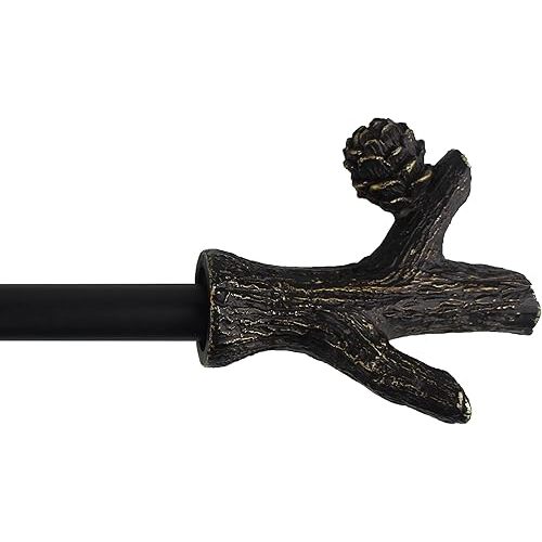 Urbanest 1-inch Diameter Branch Adjustable Single Drapery Curtain Rod, 28-inch to 48-inch, Burnt Gold