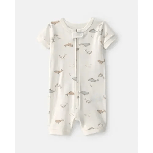 Baby Whale 100% Cotton 1-Piece Romper Pajama - Ivory | Carter's