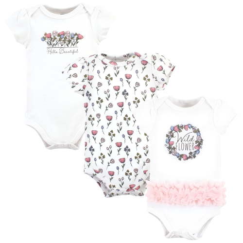 Hudson Baby Unisex Baby Cotton Bodysuits, Wild Flower Tutu, 6-9 Months