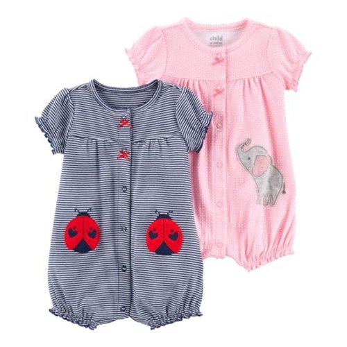 Snap up romper, 1 piece (Baby Girls) - Navy/Pink - 18M