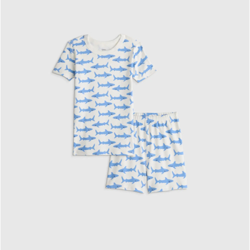 100% Organic Cotton Short Sleeve and Shorts Pajama Set in Sleepy Sharks