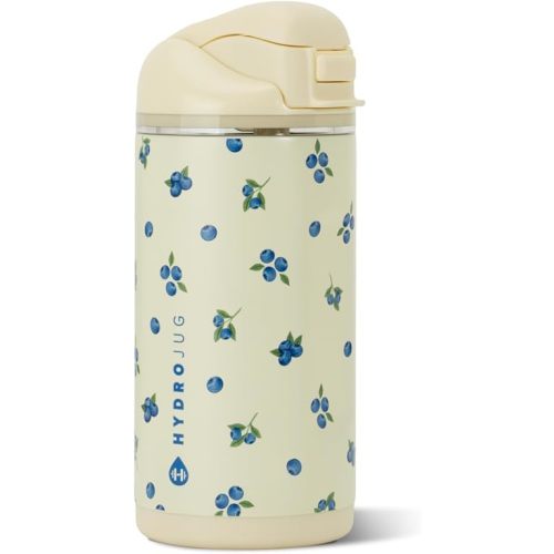 HydroJug Ease2o 14oz Kids Insulated Stainless Steel Water Bottle, Dual Straw & Chug Lid, Leak-Resistant Locking Lid, Vented Cap, Cup Holder Friendly, BPA-Free – Freshly Pick'd