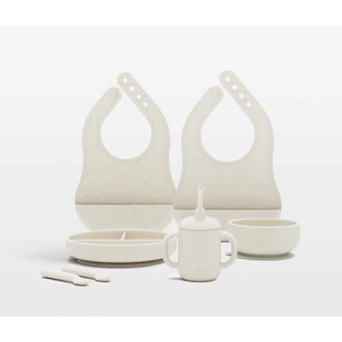Lalo Oatmeal White First Bite Full Baby Feeding Set
