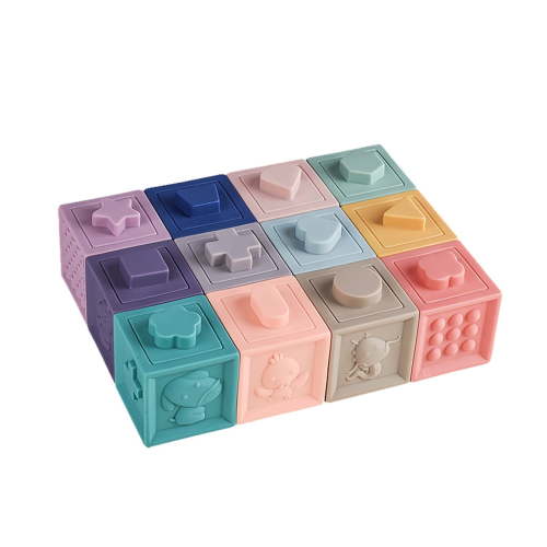 Jigsaw Puzzle Soft Silicone Baby Building Blocks Set Educational Stacking Toys for Toddlers, Safe & BPA-Free, 12 Pieces
