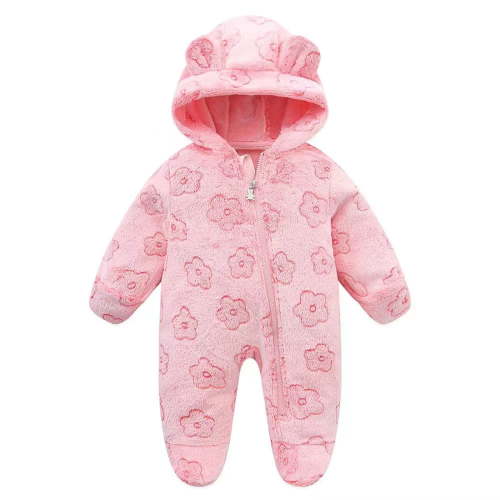 WOYY Girls Hooded Footies Soft Sleeper Romper Footed Jumpsuit, Sizes 0-3M