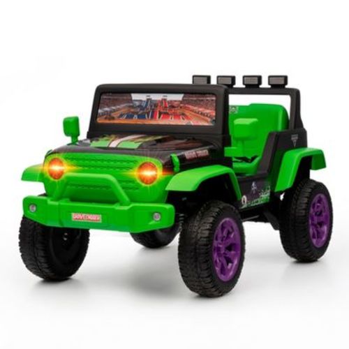 12V Adventure Ride-On Car - Monster Jam Kids Ride‑On Car with Rechargeable Battery, LED Headlights & Durable Wheels