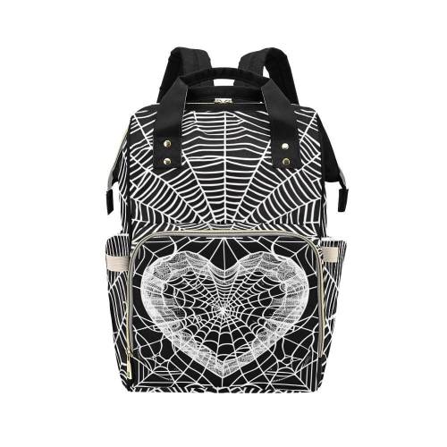 Goth Alt Diaper Bag Backpack Cute Spiderweb Heart Witchy Baby Shower Gift Insulated Travel Bottle Cooler Gothic Mom Dad New Parent Newborn