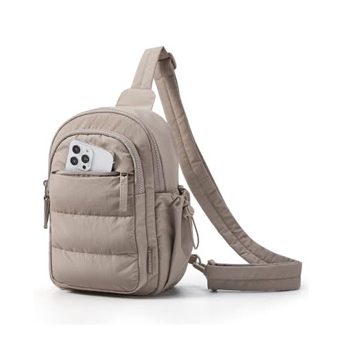 BAGSMART Small Sling Bag for Women, Puffer Crossbody Bag Purses Hobo Handbag Fanny Packs for Travel Hiking