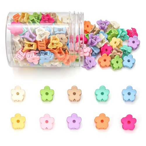 Small Flower Hair Clips 100PCS, Mini Hair Clips Baby Claw Clips Cute Jaw Clips Hair Pins Hair Barrettes Toddler Hair Accessories for Women Girls Kids Teens Pink Colors