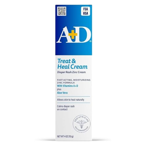 A+D Zinc Oxide Diaper Rash Cream - Soothes & Treats Diaper Rash - Zinc Oxide 10% Dimethicone 1% - Easy Spreading Diaper Rash Cream for Baby, Healing Skin Ointment for Red, Irritated Skin - 4oz