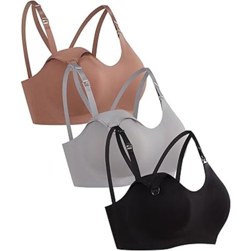 3Pack Sports Supportive Nursing Bra Fixed Cups for Pregnant Maternity Breastfeeding Workout Yoga Bra