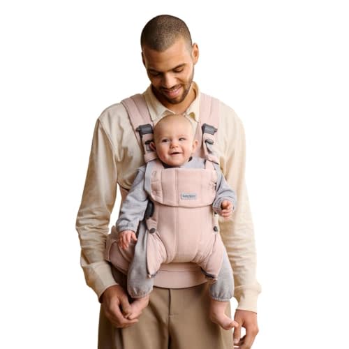 BabyBjörn Baby Carrier Harmony, Light Pink, Woven Mélange | 3-in-1 Ergonomic Baby Carrier; Newborn, Facing-in, Outward-Facing, and Back Carrying Positions Supported (7-40 lbs), Newborn to Toddler