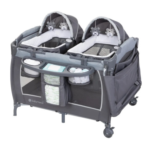 Lil’ Snooze™ Deluxe III Nursery Center® Playard for Twins | with 2 Removable Bassinets that Become Stand-Alone Rockers