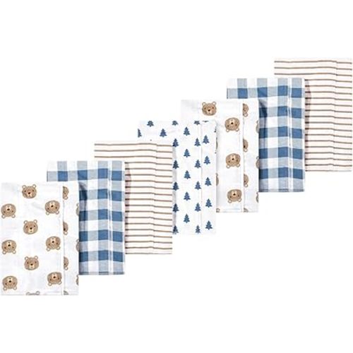 Luvable Friends Hudson Baby Flannel Burp Cloths 7pk, Blue Bears