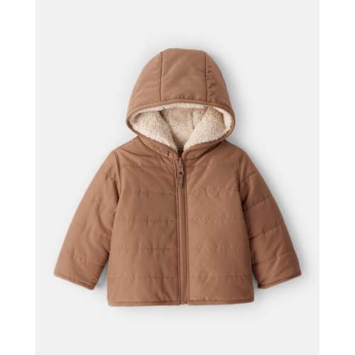 Baby Boy Hooded Midweight Jacket - Brown - Carter's | Carter's
