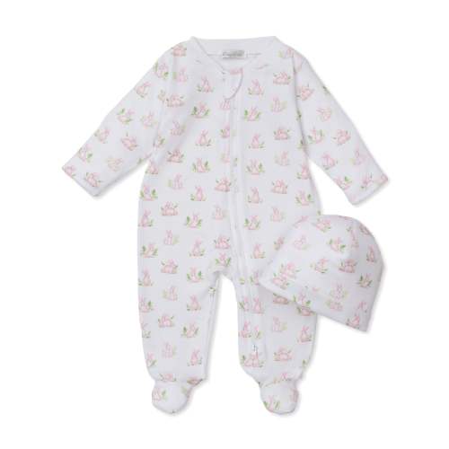 Cottontail Hollows Pink Zip Footie & Hat Set