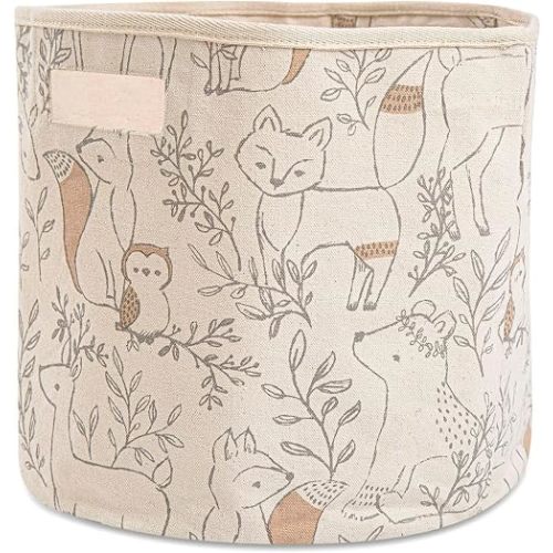 Crane Baby Fabric Round Nursery Storage Basket, Toy Storage, Woodland Nursery Decor, 13"x12", Toy Basket, Baby Storage Organizer, Toy Organizers and Storage Bins, Baby Organizers and Storage, Toy Bins