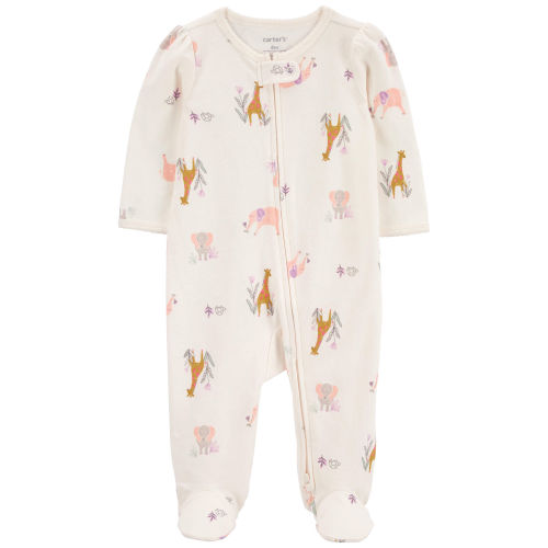 Baby Animal Print 2-Way Zip Cotton Sleep & Play