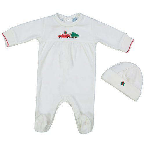 Velour Holiday Romper with Hat
