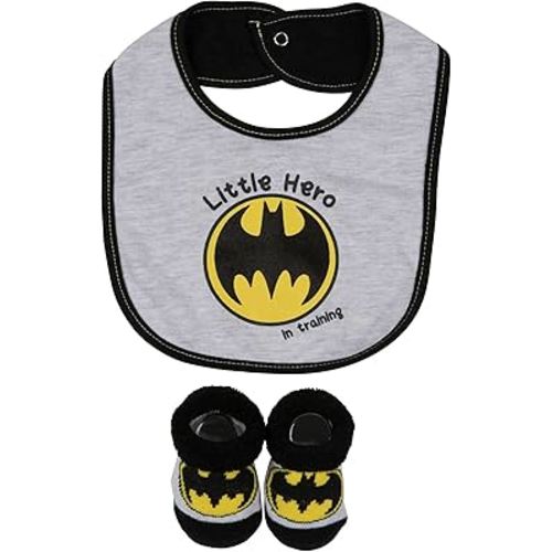 Happy Threads Batman Little Hero 2-Piece Infant Bib and Booties Set